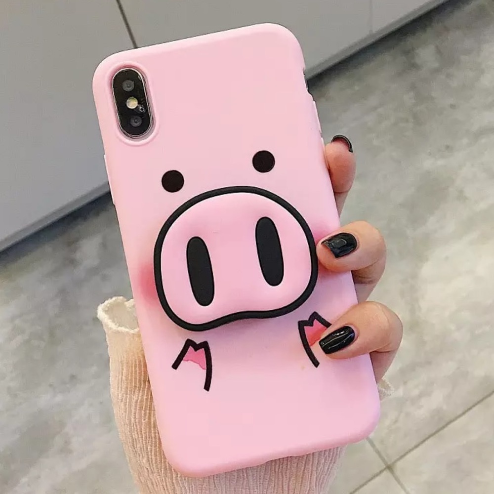 NEW iPhone X Pink pig pop socket